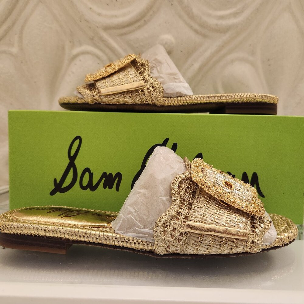 Sam Edelman Gold "Bambi" Slides. NIB. Size 6 NWT - image 1